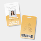 Werknemer Foto ID Barcode Uw Logo Gele Curve Badge (Voor- en achterkant)