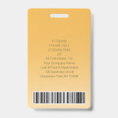 Werknemer Foto ID Barcode Uw Logo Gele Curve Badge (Achterkant)