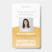 Werknemer Foto ID Barcode Uw Logo Gele Curve Badge (Voorzijde)