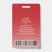 Werknemer Foto ID Barcode Uw Logo Rood Gebogen Badge (Achterkant)