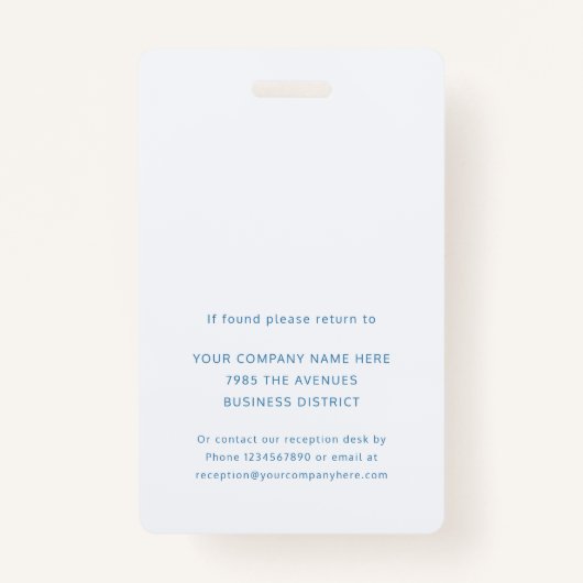 Werknemer foto ID Bedrijf Logo Beveiliging Badge (Achterkant)