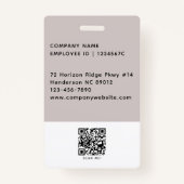 Werknemer Foto ID Bedrijf Logo QR Code Grijs Zwart Badge (Achterkant)