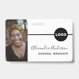 Werknemer Foto ID Bedrijf Logo QR Code Wit Zwart Badge