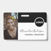 Werknemer Foto ID Bedrijf Logo QR Code Wit Zwart Badge (Voorkant)