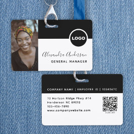 Werknemer Foto ID Bedrijf Logo QR Code Wit Zwart Badge