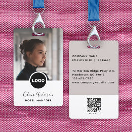 Werknemer Foto ID Bedrijf Logo QR Code Wit Zwart Badge