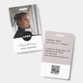 Werknemer Foto ID Bedrijf Logo QR Code Zwart Grijs Badge (Front & Back)