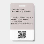 Werknemer Foto ID Bedrijf Logo QR Code Zwart Grijs Badge (Back)