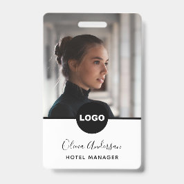 Werknemer Foto ID Bedrijf Logo QR Code Zwart Grijs Badge