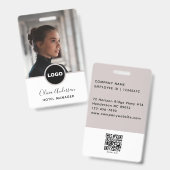 Werknemer Foto ID Bedrijf Logo QR Code Zwart Wit Badge (Voor- en achterkant)