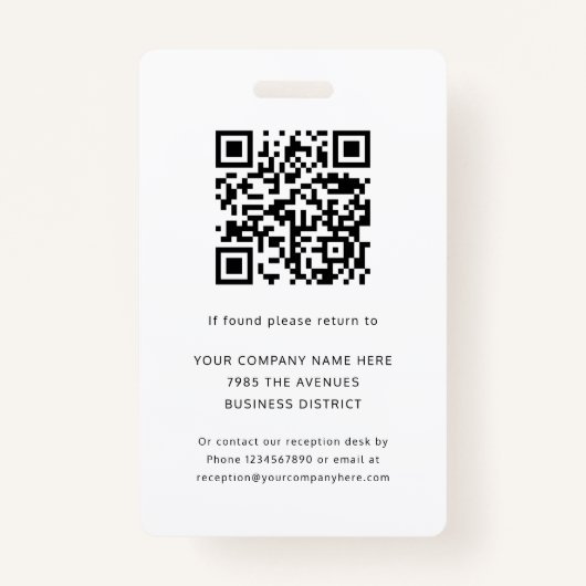 Werknemer foto ID Bedrijfsbeveiliging QR-code Badge (Achterkant)