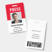 Werknemer Foto ID Journalist Press Pass Badge (Voor- en achterkant)