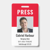 Werknemer Foto ID Journalist Press Pass Badge (Voorkant)