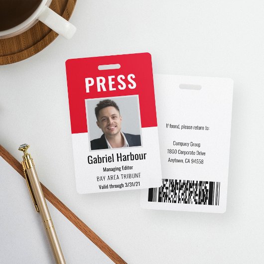 Werknemer Foto ID Journalist Press Pass Badge