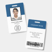 Werknemer Foto ID Logo Bar Code Blauw Badge (Voor- en achterkant)