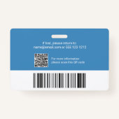 Werknemer Foto-ID Logo QR-code Blauw Badge (Achterkant)
