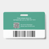 Werknemer Foto ID Logo QR Code Green Badge (Achterkant)
