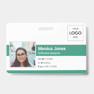 Werknemer Foto ID Logo QR Code Green Badge