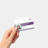 Werknemer Foto ID Logo QR Code Paars Badge (Handheld)