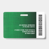 Werknemer Foto ID logo streepjescode modern linen Badge (Achterkant)