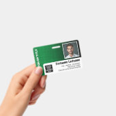 Werknemer Foto ID logo streepjescode modern linen Badge (Handheld)