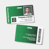 Werknemer Foto ID logo streepjescode modern linen Badge (Voor- en achterkant)