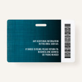 Werknemer Foto ID logo streepjescode modern linenb Badge (Achterkant)