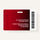 Werknemer Foto ID logo streepjescode modern linnen Badge (Achterkant)