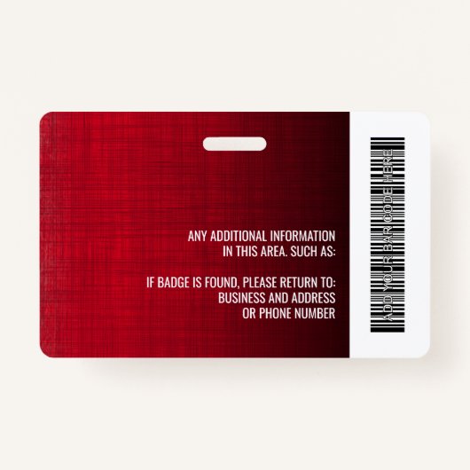 Werknemer Foto ID logo streepjescode modern linnen Badge (Achterkant)