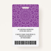 Werknemer Foto-ID - modern mandala, logo, streepje Badge (Achterkant)