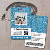 Werknemer Foto-ID - modern mandala, logo, streepje Badge
