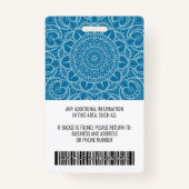 Werknemer Foto-ID - modern mandala, logo, streepje Badge (Achterkant)