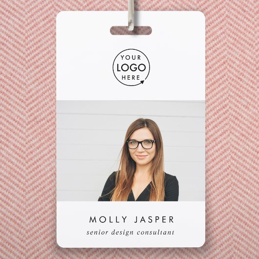 Werknemer Foto ID Modern Minimalist QR Code Naam Badge