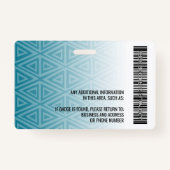 Werknemer Foto-ID - modern stamboek, streepjescode Badge (Achterkant)