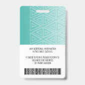 Werknemer Foto-ID - modern stamboek, streepjescode Badge (Achterkant)