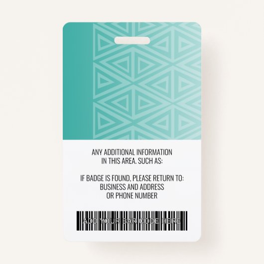 Werknemer Foto-ID - modern stamboek, streepjescode Badge (Achterkant)