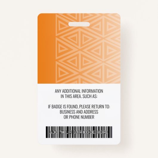 Werknemer Foto-ID - modern stamboek, streepjescode Badge (Achterkant)