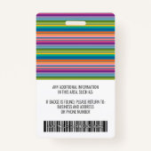 Werknemer Foto-ID - moderne strepen, logo, streepj Badge (Achterkant)