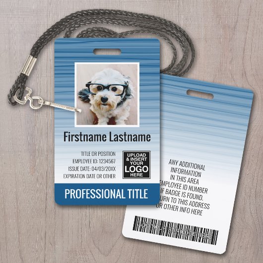 Werknemer Foto-ID - moderne strepen, logo, streepj Badge