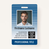 Werknemer Foto-ID - moderne strepen, logo, streepj Badge (Voorkant)