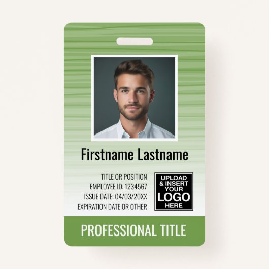 Werknemer Foto-ID - moderne strepen, logo, streepj Badge (Voorkant)