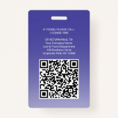 Werknemer Foto ID QR Barcode Uw Logo Paarse boog Badge (Achterkant)