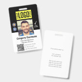 Werknemer Foto ID QR Code Black Badge (Voor- en achterkant)