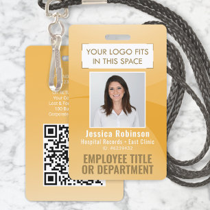 Werknemer Foto ID QR-code Logo Geel Goud Boog Badge