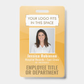 Werknemer Foto ID QR-code Logo Geel Goud Boog Badge (Voorzijde)