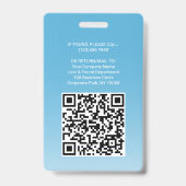 Werknemer foto ID QR-code logo turquoise blauw boo Badge (Achterkant)