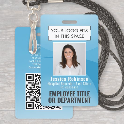 Werknemer Foto ID QR-code Logo Turquoise Blauwe Bo Badge