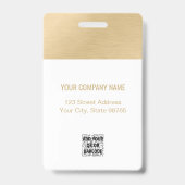 Werknemer Foto ID QR Code Logo Wit Geborsteld Goud Badge (Achterkant)