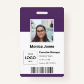 Werknemer Foto-ID QR-code Paars Badge (Voorkant)