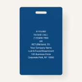 Werknemer Foto-ID streepjescode Klassieke blauwe t Badge (Achterkant)